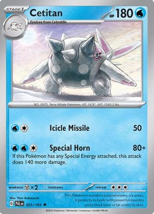 'Pokemon - 'Cetitan 055/193  - Reverse Holofoil SV02 Paldea Evolved - Uncommon
