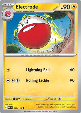'Pokemon - 'Electrode 067/193  - Reverse Holofoil SV02 Paldea Evolved - Uncommon