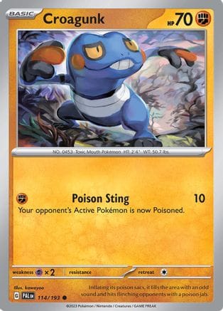'Pokemon - 'Croagunk 114/193  - Reverse Holofoil SV02 Paldea Evolved - Common