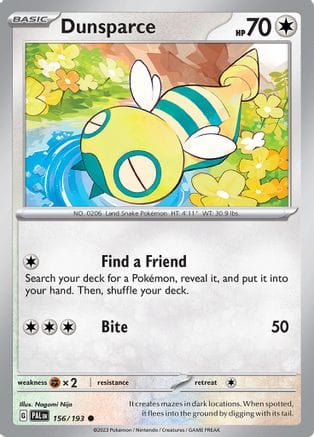 'Pokemon - 'Dunsparce 156/193  SV02 Paldea Evolved - Common