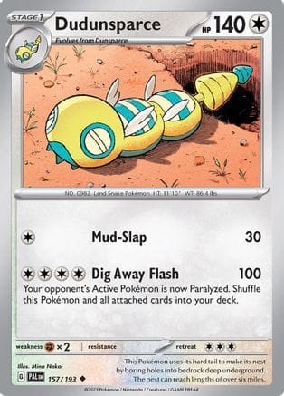 'Pokemon - 'Dudunsparce 157/193  SV02 Paldea Evolved - Uncommon
