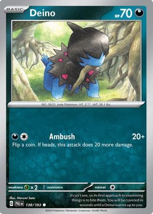 'Pokemon - 'Deino 138/193  - Reverse Holofoil SV02 Paldea Evolved - Common