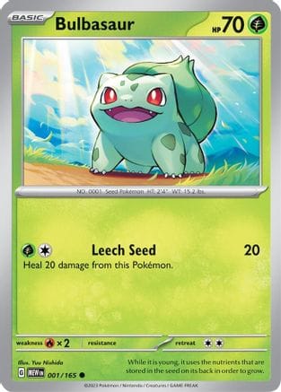 'Pokemon - 'Bulbasaur 001/165  SV Scarlet & Violet 151 - Common