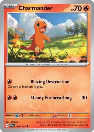 'Pokemon - 'Charmander 004/165  SV Scarlet & Violet 151 - Common