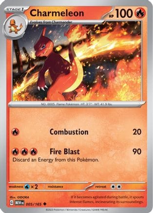 'Pokemon - 'Charmeleon 005/165  SV Scarlet & Violet 151 - Uncommon