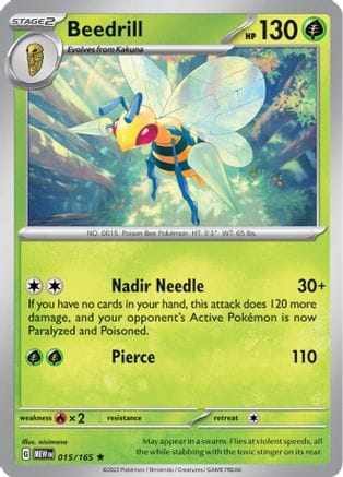 'Pokemon - 'Beedrill 015/165  - Reverse Holofoil SV Scarlet & Violet 151 - Rare