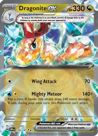'Pokemon - 'Dragonite ex 159/197  - Holofoil SV03 Obsidian Flames - Double Rare