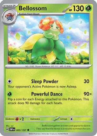 'Pokemon - 'Bellossom 003/197  - Reverse Holofoil SV03 Obsidian Flames - Uncommon