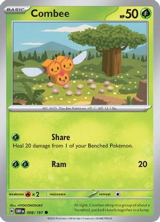 'Pokemon - 'Combee 008/197  - Reverse Holofoil SV03 Obsidian Flames - Common