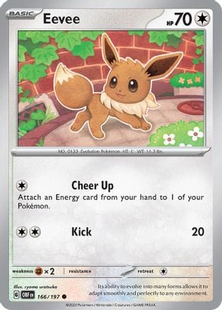 'Pokemon - 'Eevee 166/197  - Reverse Holofoil SV03 Obsidian Flames - Common