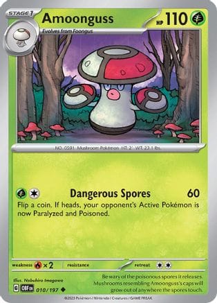 'Pokemon - 'Amoonguss 010/197  - Reverse Holofoil SV03 Obsidian Flames - Uncommon