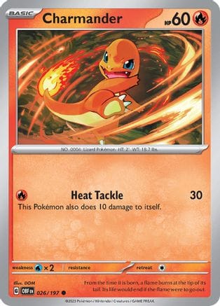 'Pokemon - 'Charmander 026/197  - Reverse Holofoil SV03 Obsidian Flames - Common
