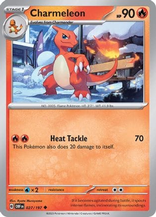 'Pokemon - 'Charmeleon 027/197  SV03 Obsidian Flames - Uncommon
