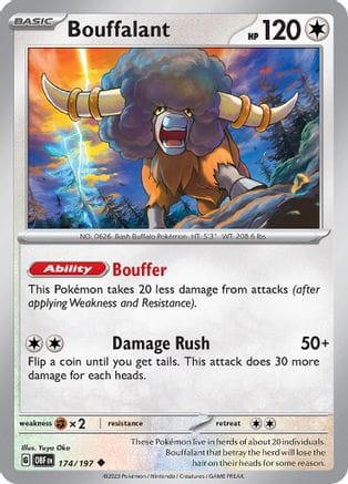 'Pokemon - 'Bouffalant 174/197  SV03 Obsidian Flames - Uncommon