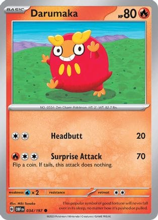 'Pokemon - 'Darumaka 034/197  SV03 Obsidian Flames - Common