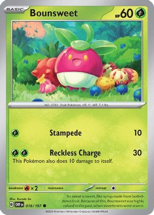 'Pokemon - 'Bounsweet 016/197  SV03 Obsidian Flames - Common