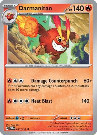 'Pokemon - 'Darmanitan 035/197  SV03 Obsidian Flames - Uncommon