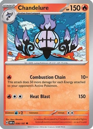 'Pokemon - 'Chandelure 038/197  SV03 Obsidian Flames - Uncommon