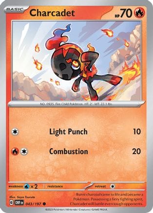 'Pokemon - 'Charcadet 043/197  SV03 Obsidian Flames - Common