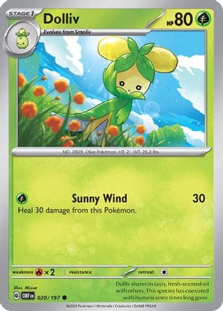 'Pokemon - 'Dolliv 020/197  - Reverse Holofoil SV03 Obsidian Flames - Common