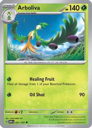 'Pokemon - 'Arboliva 021/197  SV03 Obsidian Flames - Uncommon