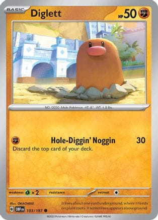 'Pokemon - 'Diglett 103/197  - Reverse Holofoil SV03 Obsidian Flames - Common