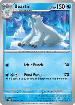 'Pokemon - 'Beartic 054/197  - Reverse Holofoil SV03 Obsidian Flames - Uncommon