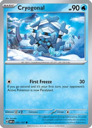 'Pokemon - 'Cryogonal 055/197  - Reverse Holofoil SV03 Obsidian Flames - Common