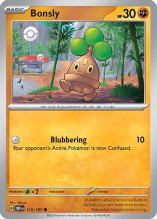 'Pokemon - 'Bonsly 110/197  - Reverse Holofoil SV03 Obsidian Flames - Common