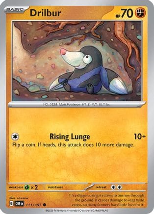 'Pokemon - 'Drilbur 111/197  SV03 Obsidian Flames - Common