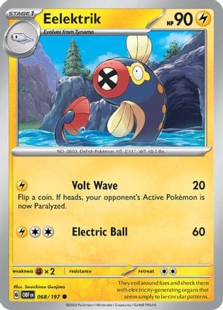 'Pokemon - 'Eelektrik 068/197  SV03 Obsidian Flames - Common