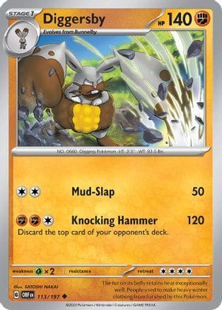 'Pokemon - 'Diggersby 113/197  - Reverse Holofoil SV03 Obsidian Flames - Uncommon