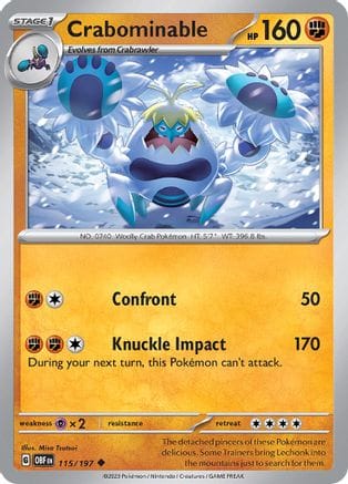 'Pokemon - 'Crabominable 115/197  - Reverse Holofoil SV03 Obsidian Flames - Uncommon