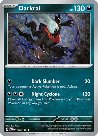'Pokemon - 'Darkrai 136/197  - Reverse Holofoil SV03 Obsidian Flames - Rare