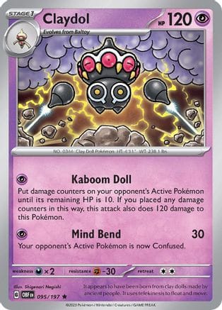 'Pokemon - 'Claydol 095/197  - Reverse Holofoil SV03 Obsidian Flames - Rare