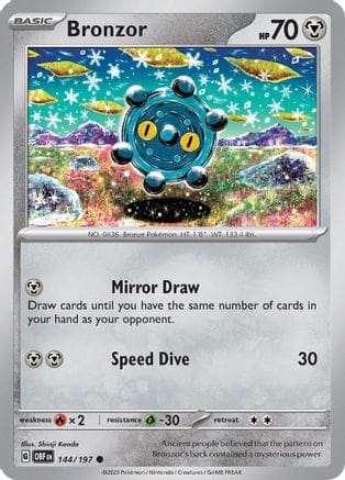 'Pokemon - 'Bronzor 144/197  - Reverse Holofoil SV03 Obsidian Flames - Common