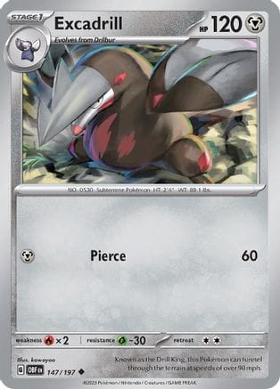 'Pokemon - 'Excadrill 147/197  SV03 Obsidian Flames - Uncommon