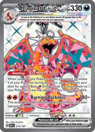 'Pokemon - 'Charizard ex 215/197  - Holofoil SV03 Obsidian Flames - Ultra Rare