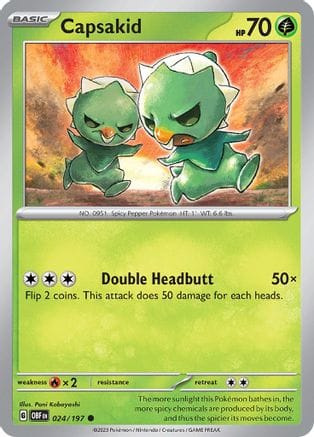 'Pokemon - 'Capsakid 024/197  - Reverse Holofoil SV03 Obsidian Flames - Common