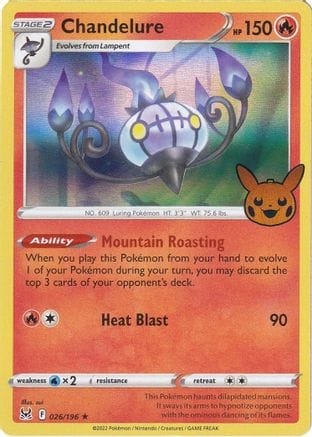 'Pokemon - 'Chandelure 026/196  - Holofoil Trick or Trade BOOster Bundle 2023 - Holo Rare