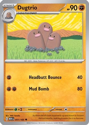 'Pokemon - 'Dugtrio 051/165  - Reverse Holofoil SV Scarlet & Violet 151 - Uncommon