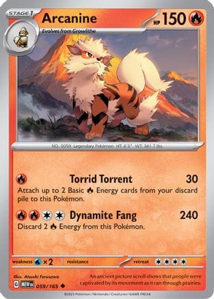 'Pokemon - 'Arcanine 059/165  SV Scarlet & Violet 151 - Uncommon