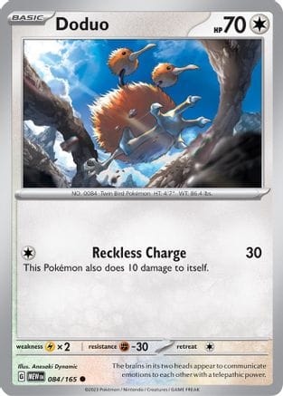 'Pokemon - 'Doduo 084/165  - Reverse Holofoil SV Scarlet & Violet 151 - Common