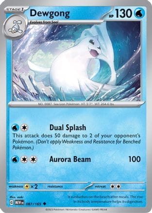 'Pokemon - 'Dewgong 087/165  - Reverse Holofoil SV Scarlet & Violet 151 - Uncommon