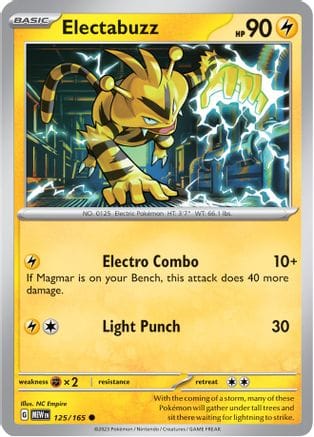 'Pokemon - 'Electabuzz 125/165  - Reverse Holofoil SV Scarlet & Violet 151 - Common