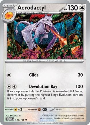 'Pokemon - 'Aerodactyl 142/165  - Holofoil SV Scarlet & Violet 151 - Rare