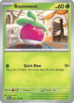 'Pokemon - 'Bounsweet 008/182  - Reverse Holofoil SV04 Paradox Rift - Common