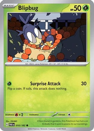 'Pokemon - 'Blipbug 010/182  - Reverse Holofoil SV04 Paradox Rift - Common