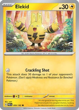 'Pokemon - 'Elekid 059/182  - Reverse Holofoil SV04 Paradox Rift - Common