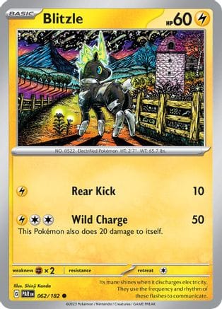 'Pokemon - 'Blitzle 062/182  - Reverse Holofoil SV04 Paradox Rift - Common